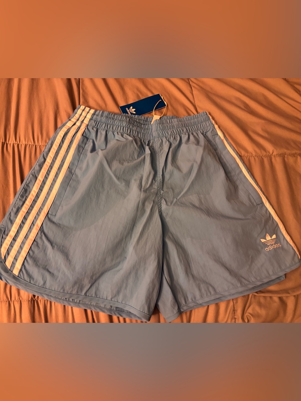 adidas Light Blue Athletic Sprinter Shorts with Elastic Waist